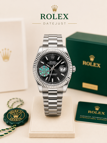 Luxury Silver Black Dial Watch